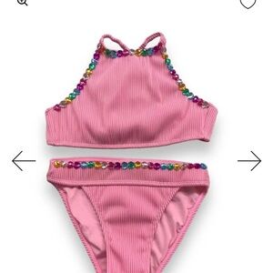 NWT Lola + The Boys Pink Beaded Kids Bikini